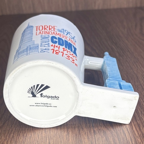 🔥🔥🔥White and Blue Ceramic Mug with Architectural Handle🔥🔥🔥 - Picture 2 of 7